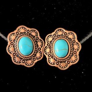 3 Pair Faux Turquoise Pierced Earrings Bundle